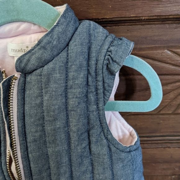 Mud pie, denim and pink vest, 12-18 mos - Picture 2 of 5